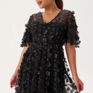 3D Floral Butterfly Sleeve Dress